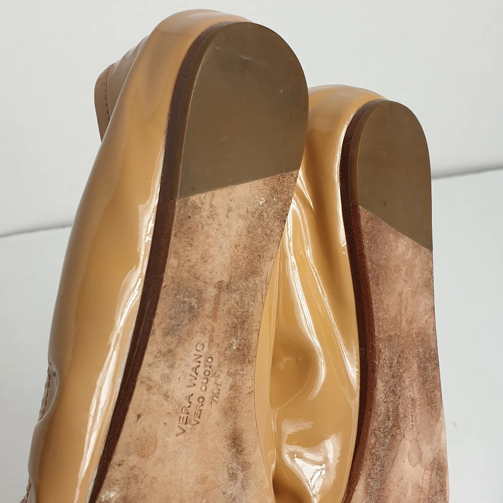 leather upper nude ballet flat slip-on flexible minimalist comfort and style 7.5